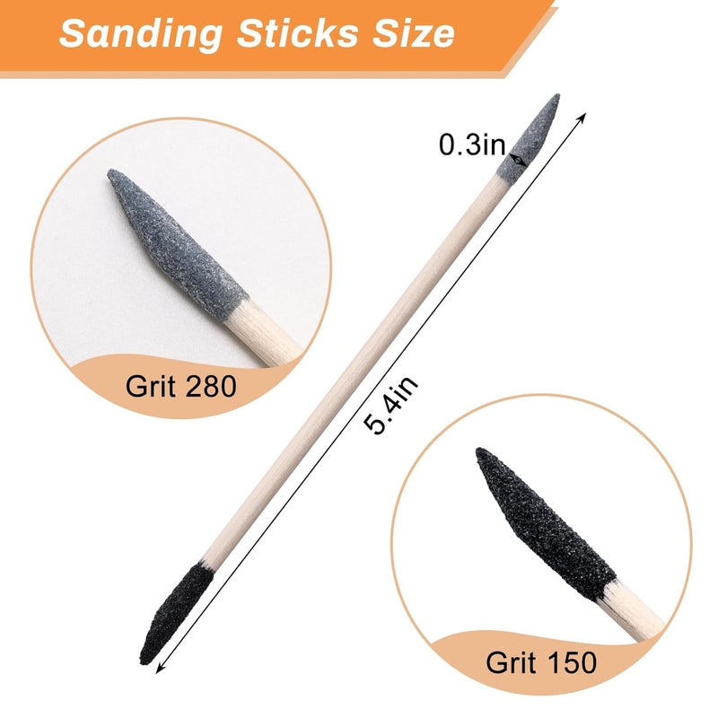 Coolrunner 20 Pcs Sanding Stick Double End Matchsticks Sanding Twigs 5.4Inch Sanding Twigs Fine Detailing for Plastic Models Wood Hobby, 150/280 Grit (20) - Image 3
